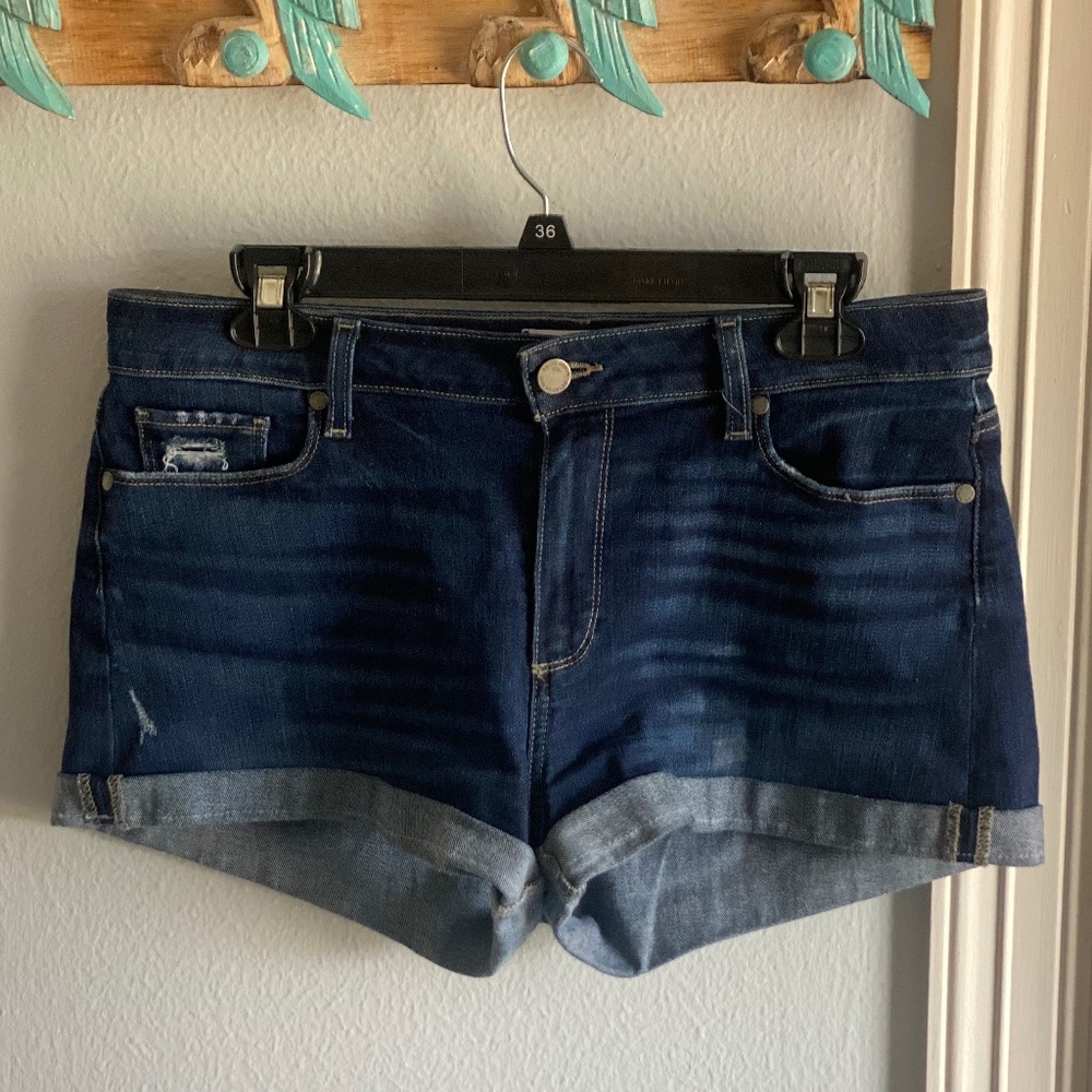 PAIGE Jimmy Jimmy Cuffed Shorts Dark Wash Jean Shorts